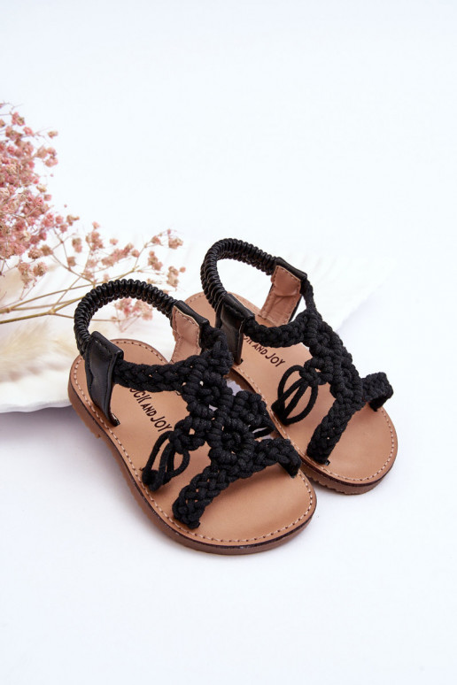 Sandales tressées pour enfants de couleur noire Tracy