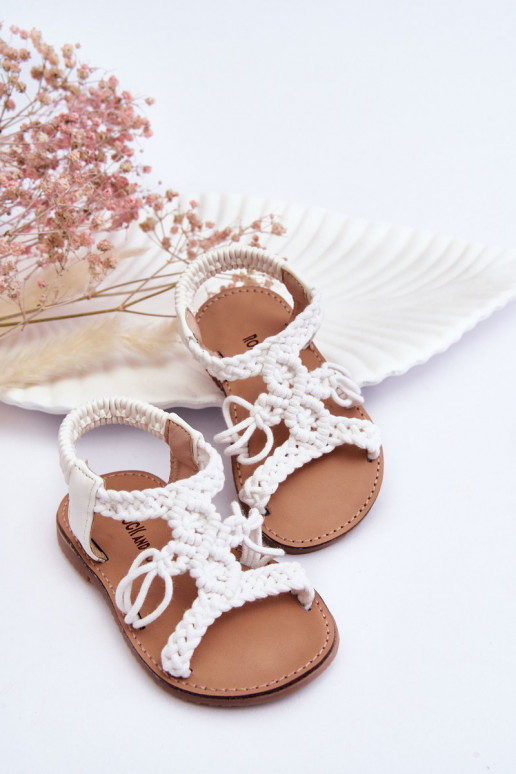 Sandales tressées pour enfants de couleur blanche Tracy