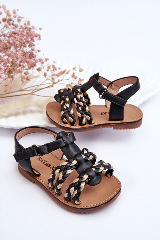Sandales pour enfants à lanières de couleur noire Sammy