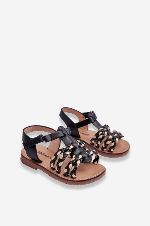 Sandales pour enfants à lanières de couleur noire Sammy
