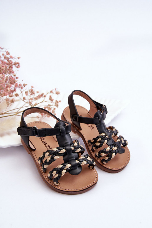 Sandales pour enfants à lanières de couleur noire Sammy