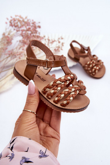 Kindersandalen met bandjes bruin kleur Sammy