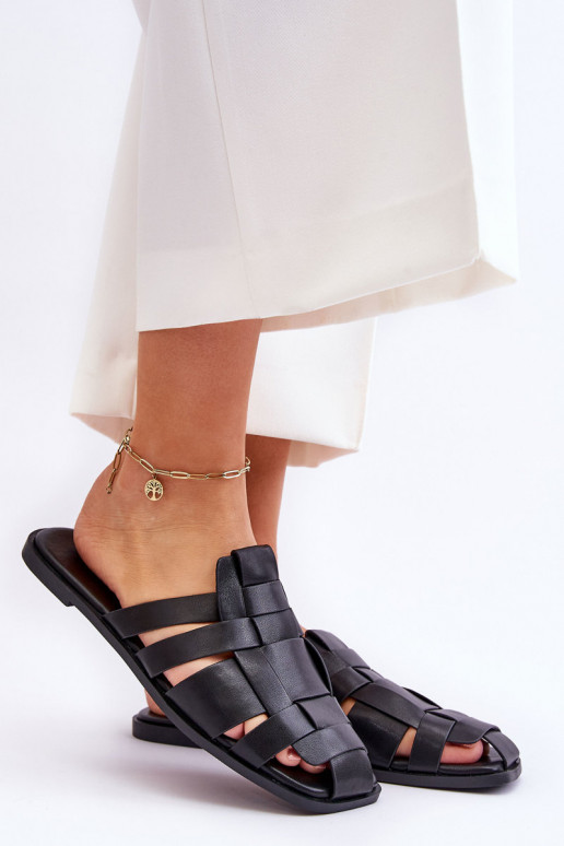 Hausschuhe mit Streifen in der Farbe Schwarz Reyna