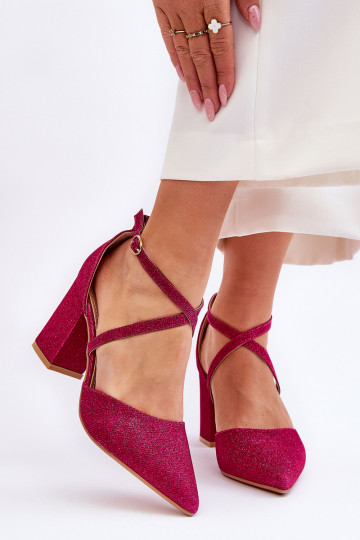 Glanzende schoenen met hoge hakken in roze Galaxy
