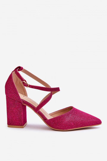 Glanzende schoenen met hoge hakken in roze Galaxy 2