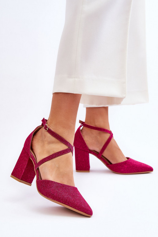 Chaussures à talons hauts brillantes en rose Galaxy