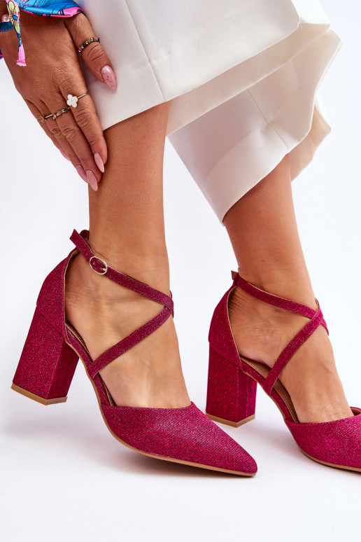 Chaussures à talons hauts brillantes en rose Galaxy