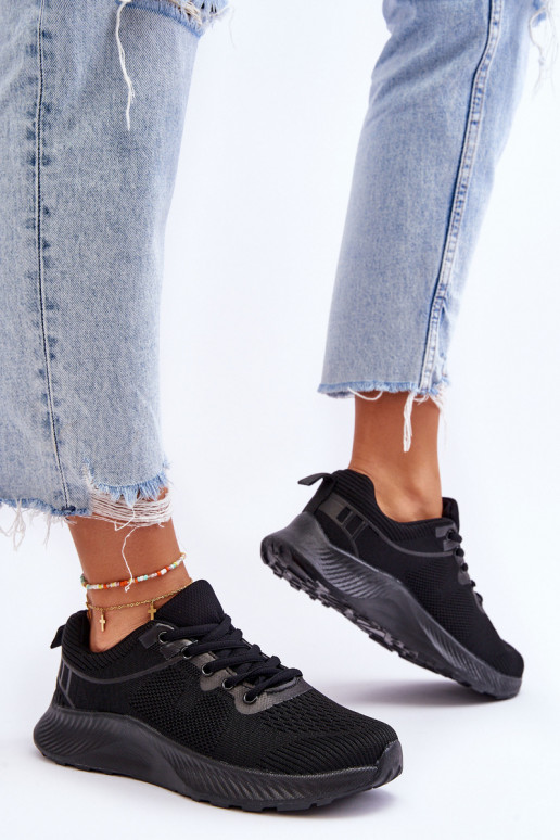 Klassieke sportschoenen met veters in de zwarte kleur Darla