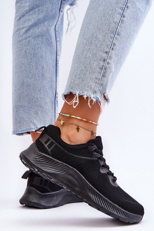 Schnür-Sportschuhe im klassischen Stil in der schwarzen Farbe Darla