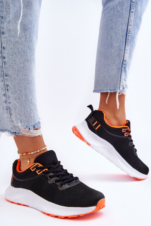 Sneakers met veters in klassieke stijl Zwart en oranje Darla