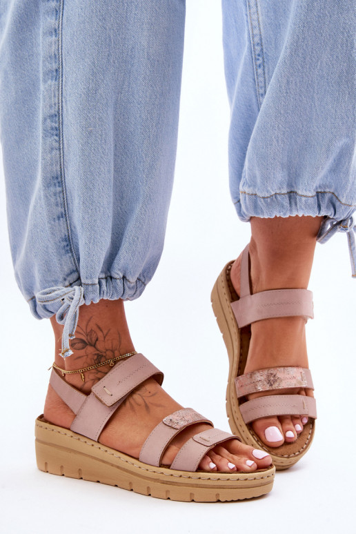 Sandales à attaches adhésives rose Fresh Look