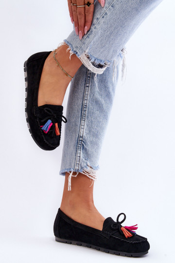 Wildledermokassins mit Quasten in Schwarz Dorine 2