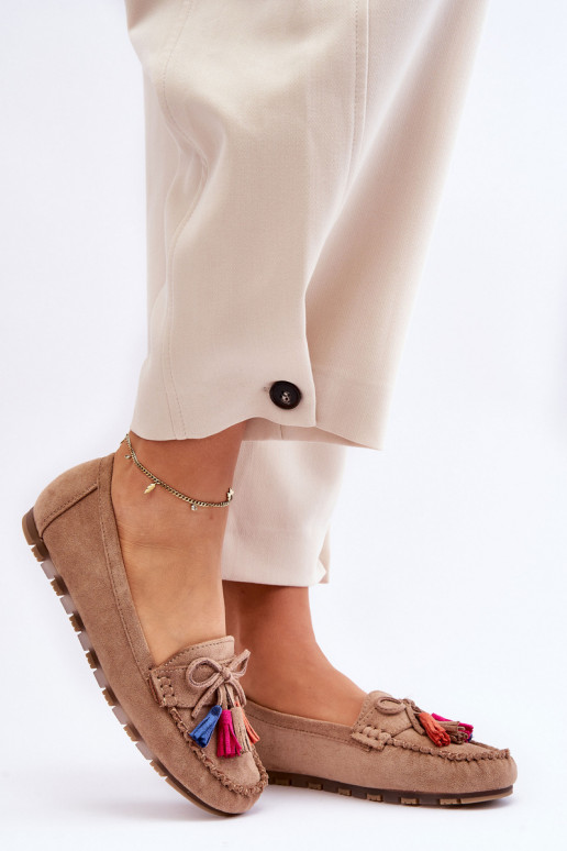 Suède mocassins met kwastjes in beige Dorine Suède mocassins met kwastjes in beige Dorine