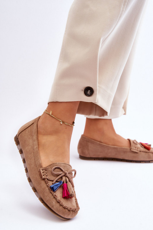 Suède mocassins met kwastjes in beige Dorine Suède mocassins met kwastjes in beige Dorine