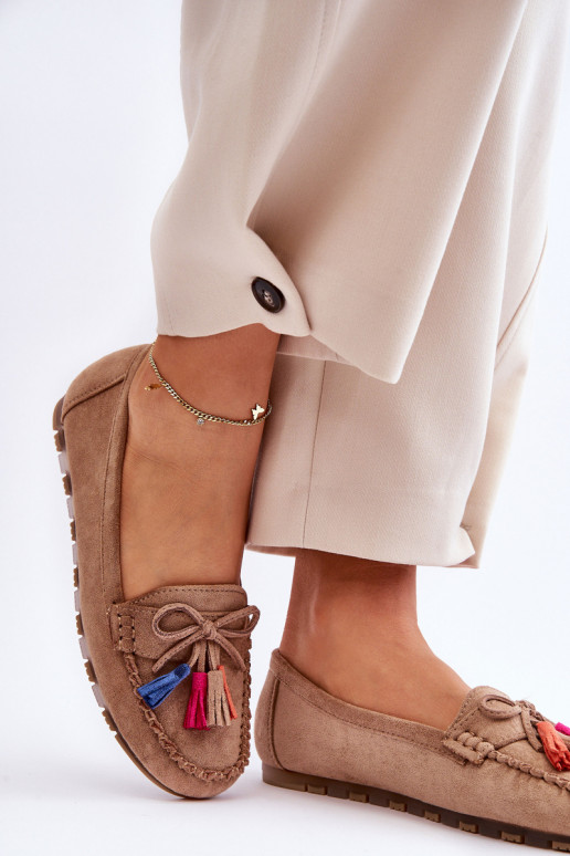 Suède mocassins met kwastjes in beige Dorine Suède mocassins met kwastjes in beige Dorine