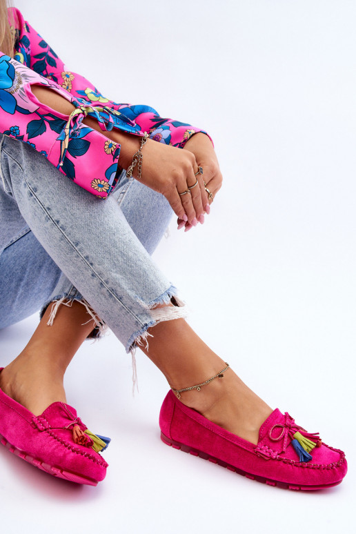 Suede mocassins met kwastjes in roze Dorine Suede mocassins met kwastjes in roze Dorine