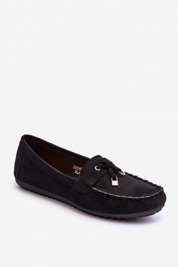 Klassieke suède mocassins in zwart Good Time