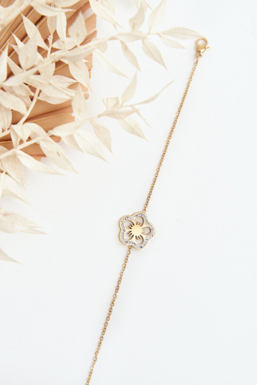 Bracelet avec fleurs de couleur or
