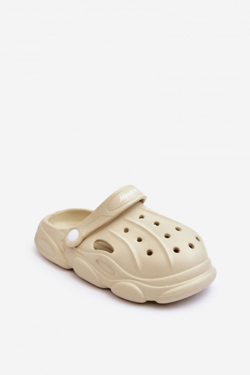 Kinderslippers zoals Crocs beige Cloudy