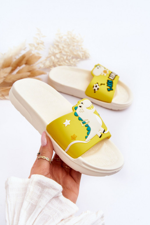 Chaussons enfant T-Rex beige Bernis