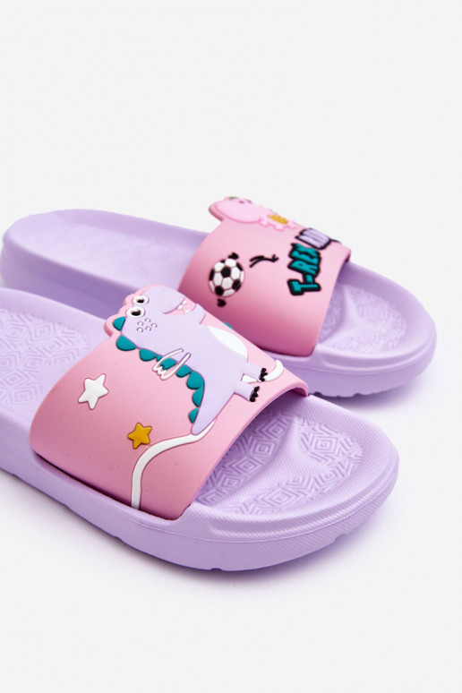 Kinderslofjes T-Rex Paarse kleur Bernis