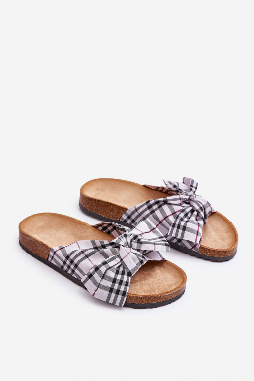 Slippers met linten met een platform in grijs Vero Slippers met linten met een platform in grijs Vero