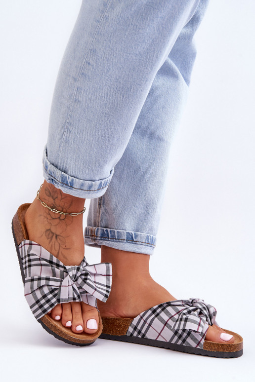 Slippers met linten met een platform in grijs Vero Slippers met linten met een platform in grijs Vero