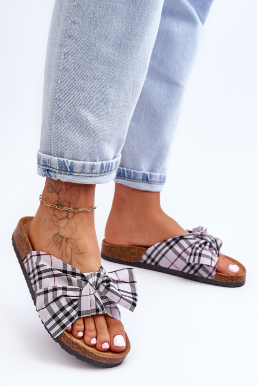 Slippers met linten met een platform in grijs Vero Slippers met linten met een platform in grijs Vero