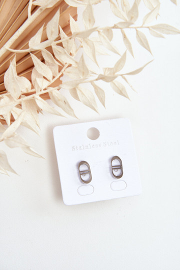 Boucles d'oreilles ovales couleur argent 2