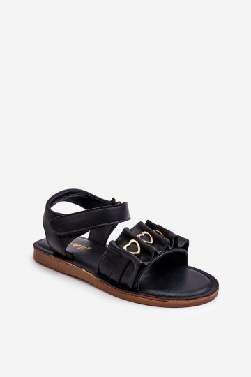 Sandales pour enfants à fermetures adhésives de couleur noire Havane