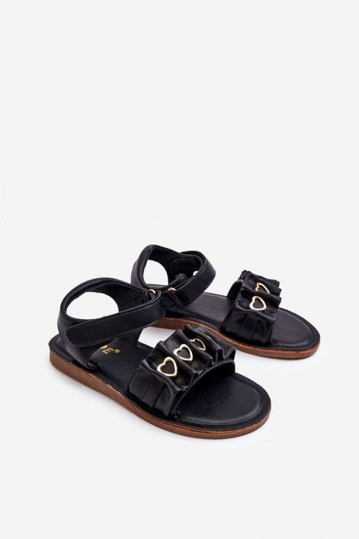 Sandales pour enfants à fermetures adhésives de couleur noire Havane