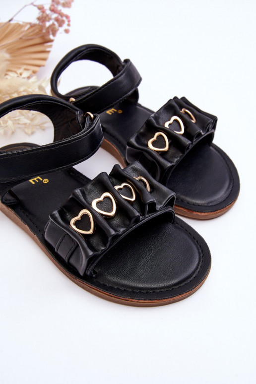 Sandales pour enfants à fermetures adhésives de couleur noire Havane