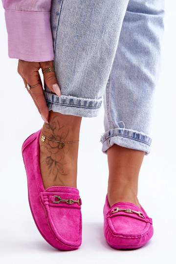 Klassieke suède mocassins in roze Corinell 2