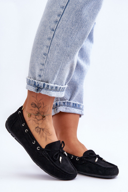 Mocassins élégants en daim noir Si Passione