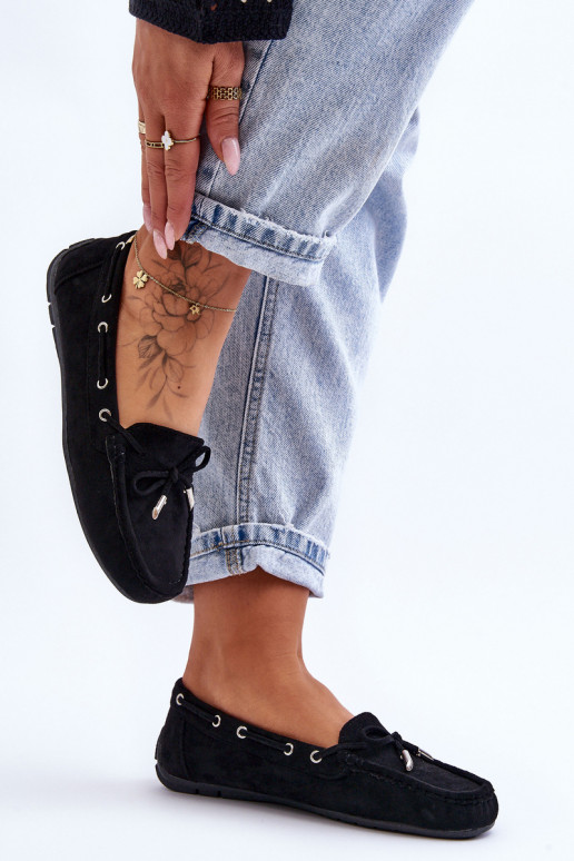 Mocassins élégants en daim noir Si Passione