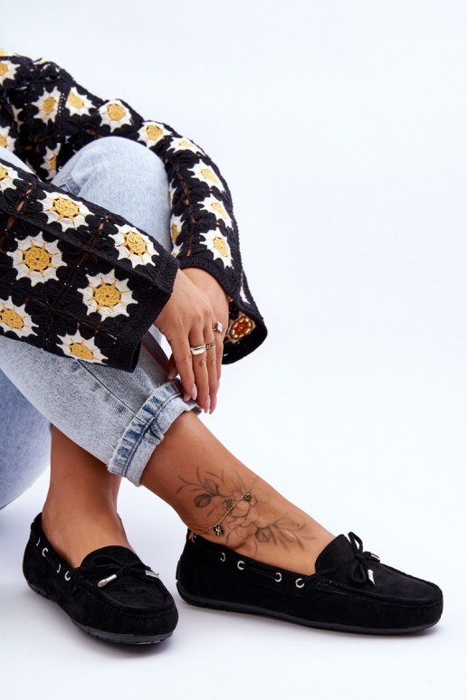 Mocassins élégants en daim noir Si Passione