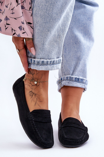 Mocassins élégants en daim de couleur noire Lenvie 2