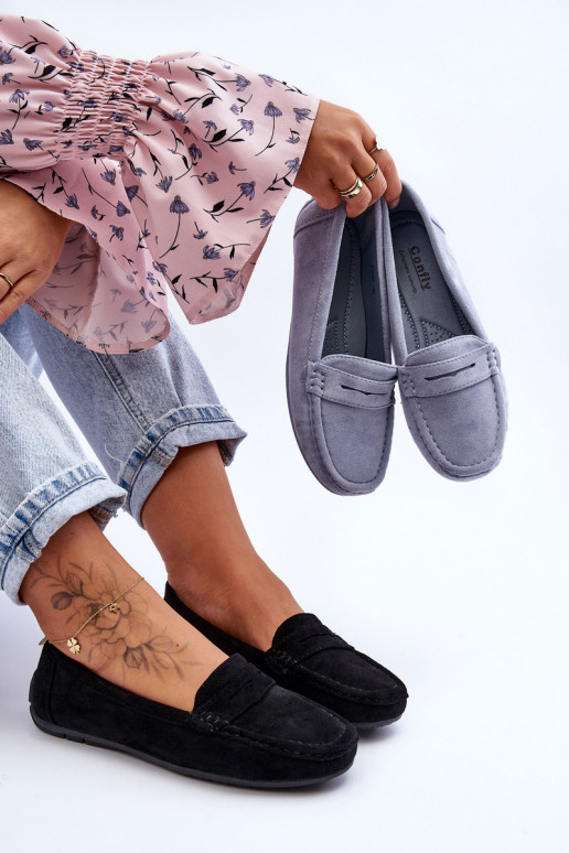 Elegante suède mocassins in de zwarte kleur Lenvie Elegante suède mocassins in de zwarte kleur Lenvie