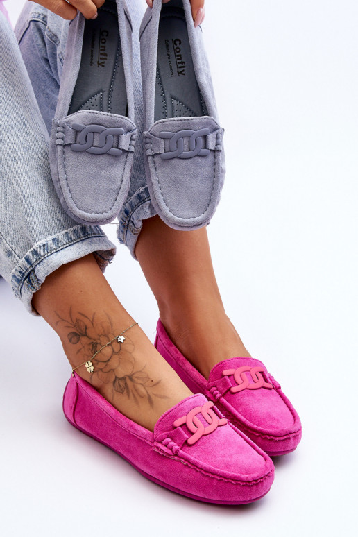 Suède mocassins roze Rabell