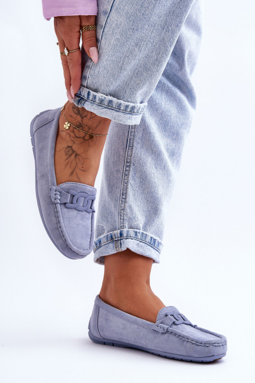 Suède mocassins in blauw Rabell