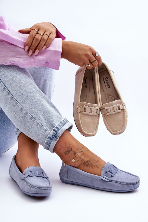 Wildledermokassins in Blau von Rabell