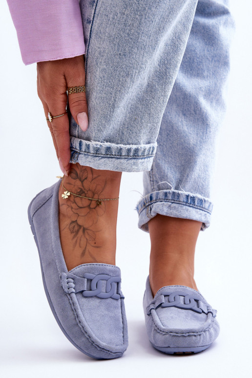 Suède mocassins in blauw Rabell