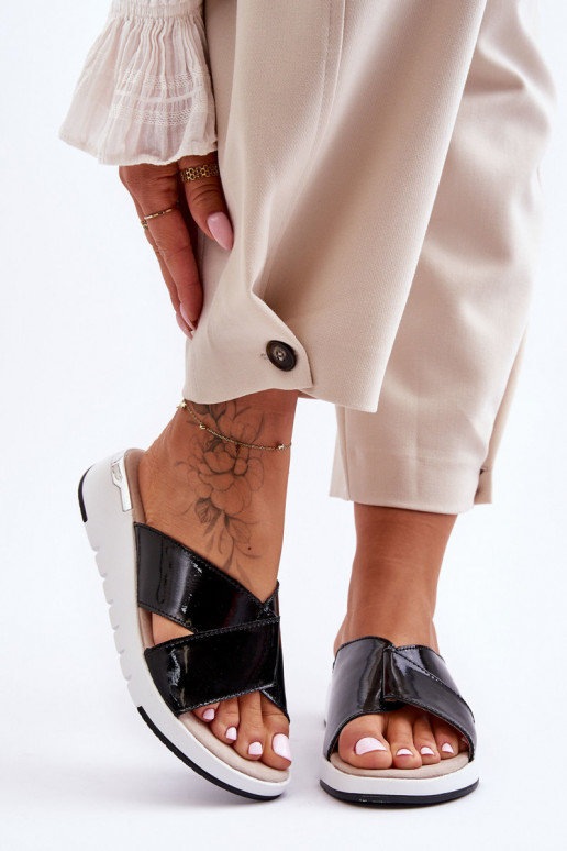 avec effet laqué Chaussons S.Barski AL22469 couleur noir
