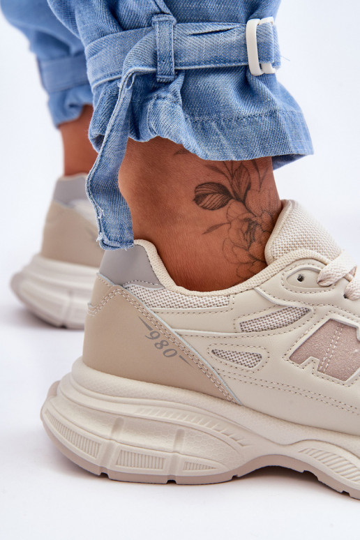 baskets avec mesh couleur beige Venice
