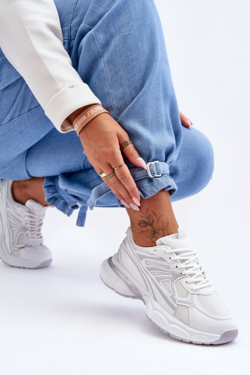 baskets à lacets en Emare blanc