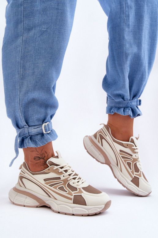 Turnschuhe mit Schnürsenkeln beige Farbe Emare Turnschuhe mit Schnürsenkeln beige Farbe Emare