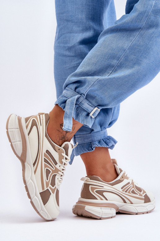 Turnschuhe mit Schnürsenkeln beige Farbe Emare Turnschuhe mit Schnürsenkeln beige Farbe Emare