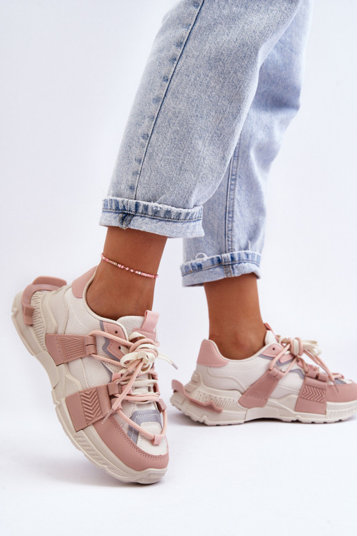 Modische Sneaker mit Schnürsenkeln beige-pink Chillout! Modische Sneaker mit Schnürsenkeln beige-pink Chillout!