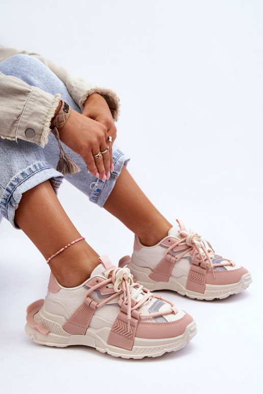 Modische Sneaker mit Schnürsenkeln beige-pink Chillout! Modische Sneaker mit Schnürsenkeln beige-pink Chillout!