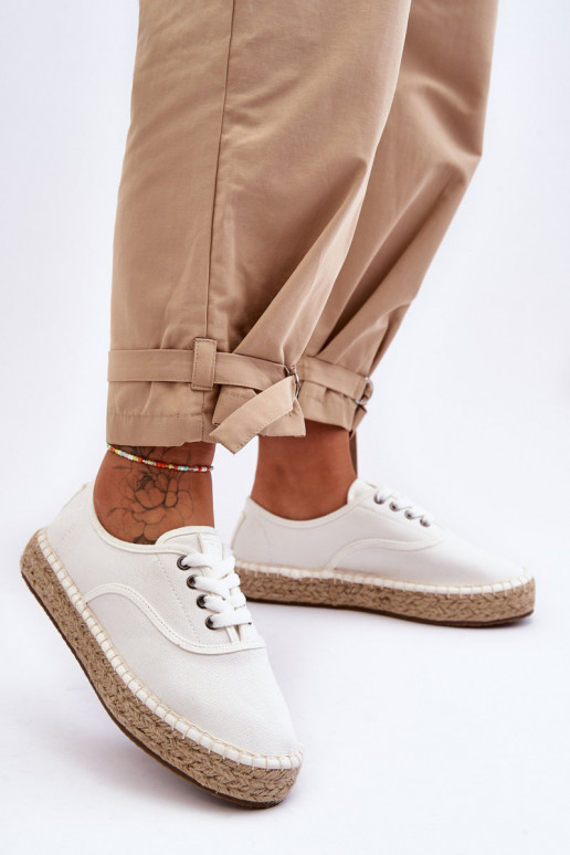 Schnür-Freizeitschuhe Espadrilles Big Star LL274833 weiße Farbe